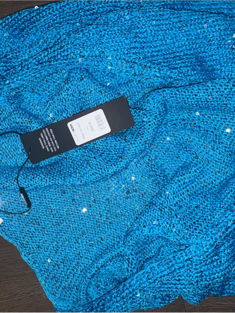 Women’s Sequin Knit Sweater - Bright Teal Blue